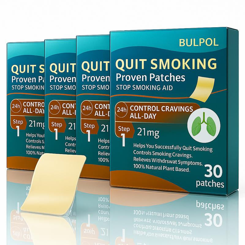 Buy One, Get One Free, BULPOL Patches | 30 Nicotine Patches - 24-Hour Slow Release - Control Daily Cravings + Support Mental Clarity (Vegan, Easy to Use) 1-Month Kit Herbal Medicine Health Care