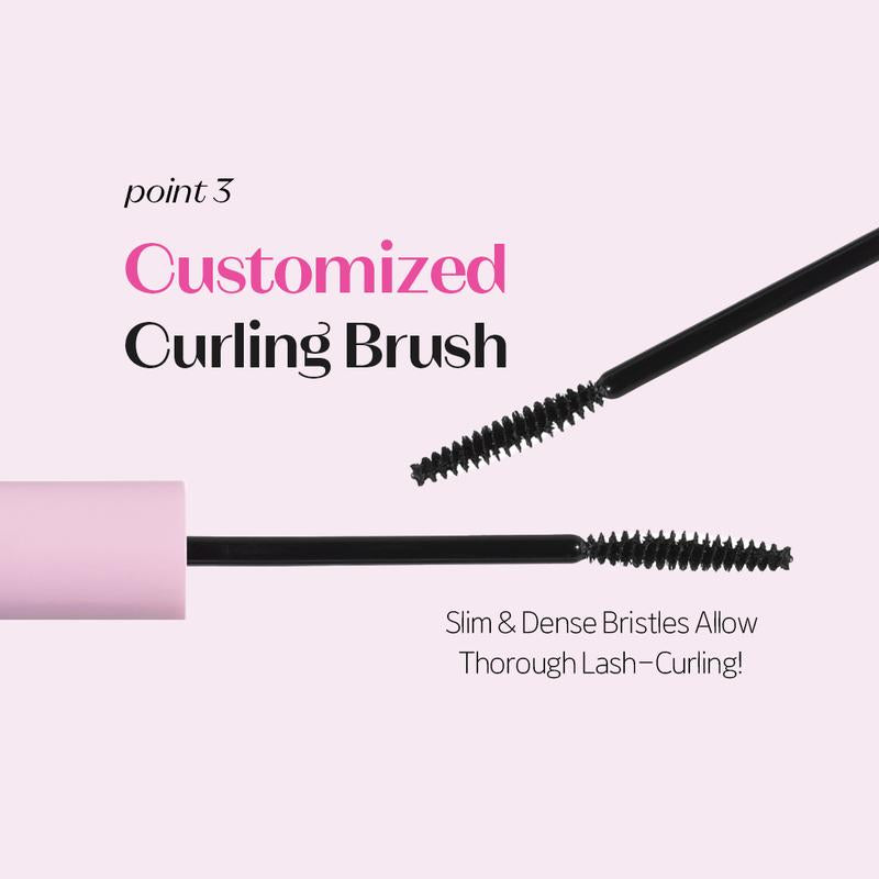 ETUDE Curl Fix Mascara & Curler Set #02 BROWN I Volumizing, Lengthening, Waterproof Lash Mascara for Dramatic Curl, Smudge-Resistant, Lightweight, Vegan Formula, 0.25 Fl Oz