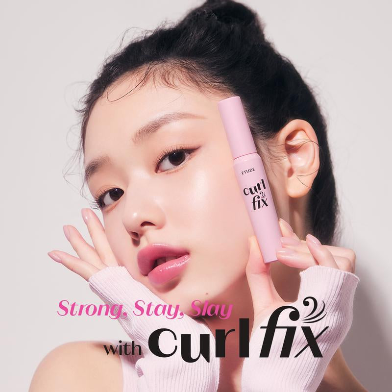ETUDE Curl Fix Mascara & Curler Set #02 BROWN I Volumizing, Lengthening, Waterproof Lash Mascara for Dramatic Curl, Smudge-Resistant, Lightweight, Vegan Formula, 0.25 Fl Oz