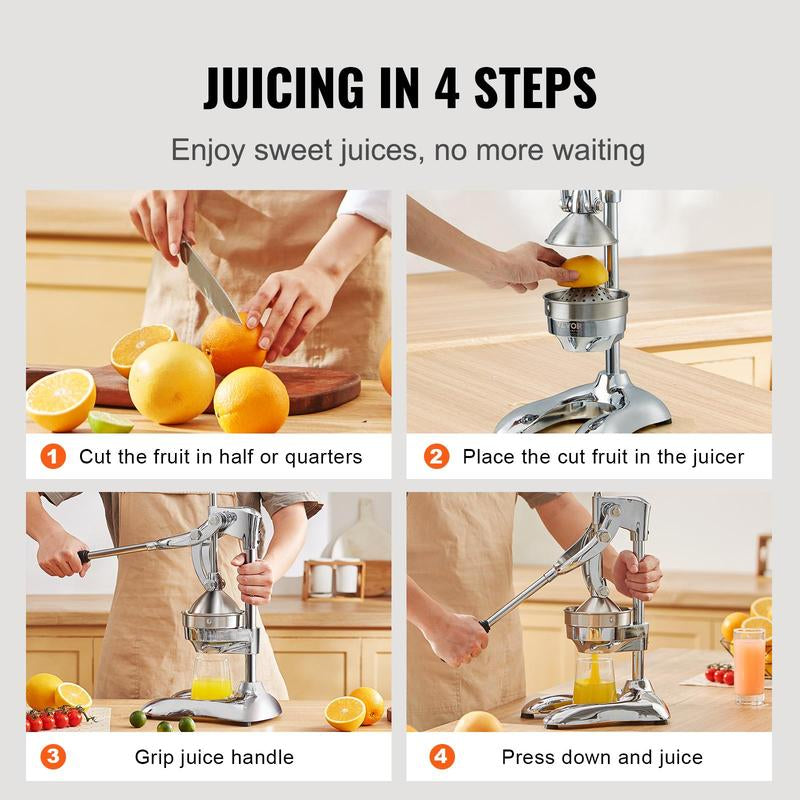 VEVOR Citrus Juice Press, Hand Press Orange Juicer Press, Commercial Grade Manual Citrus Juicer Lemon Squeezer, Easy-To-Clean Fruit Press Juicer for Lemon Pomegranate Orange Juice