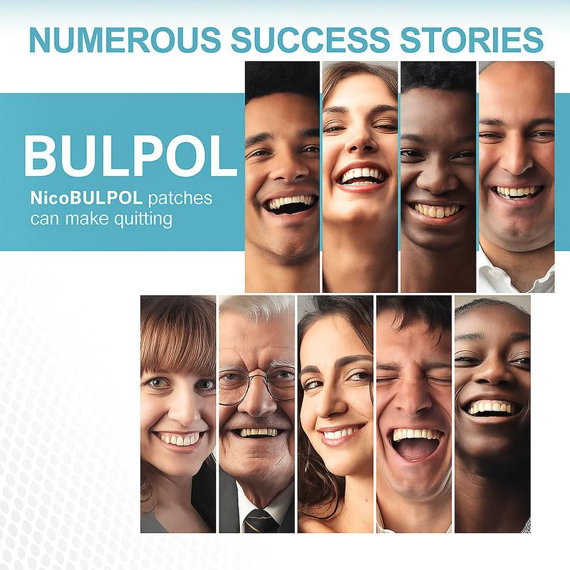 Buy One, Get One Free, BULPOL Patches | 30 Nicotine Patches - 24-Hour Slow Release - Control Daily Cravings + Support Mental Clarity (Vegan, Easy to Use) 1-Month Kit Herbal Medicine Health Care