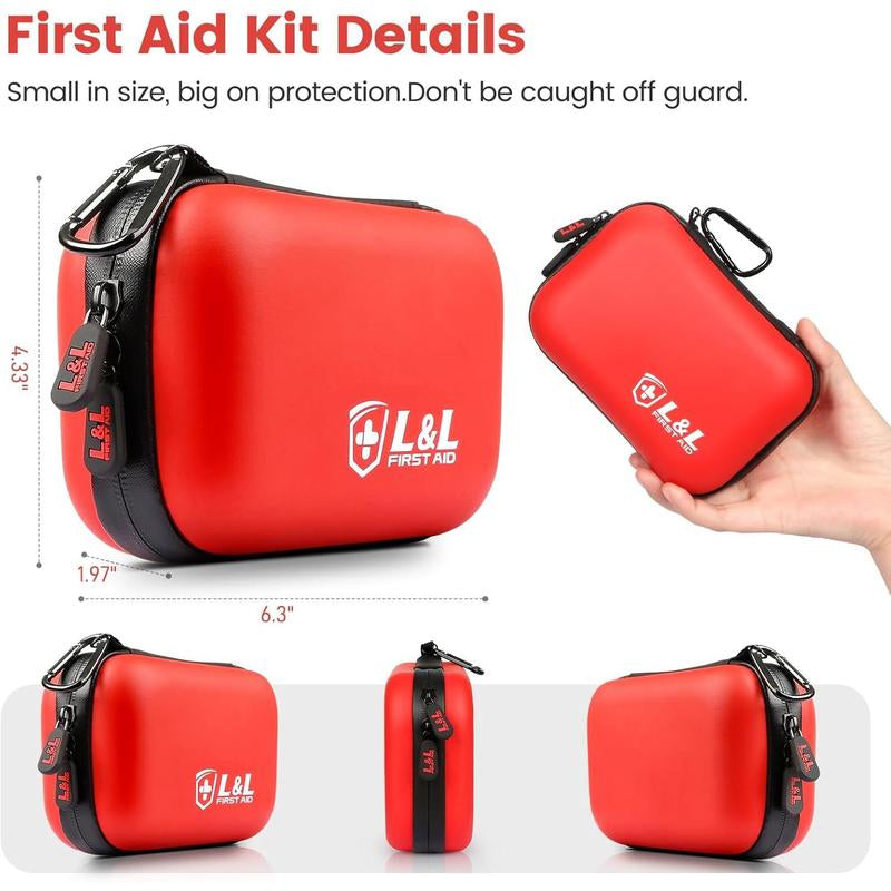 120-Piece First Aid Kit for Travel,Car & Emergency Survival - Compact Waterproof Medical Supplies with Trauma Bandages,Burn Gel & Fever Cooling Patch | Portable for Camping,Hiking,Sports(Red)