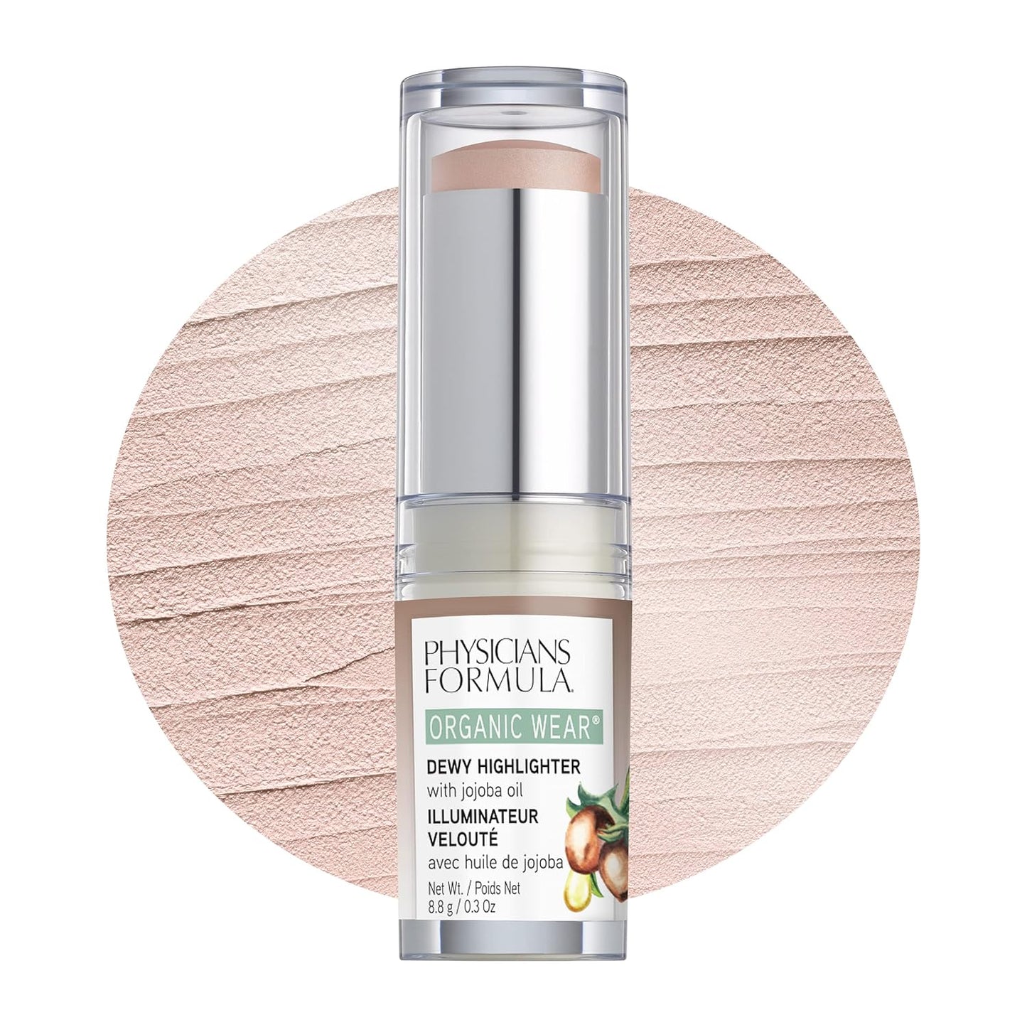 Organic Wear All Natural Dewy Highlighter Stick Makeup, Stick Cream to Powder, Dew Frost, Dermatologist Tested