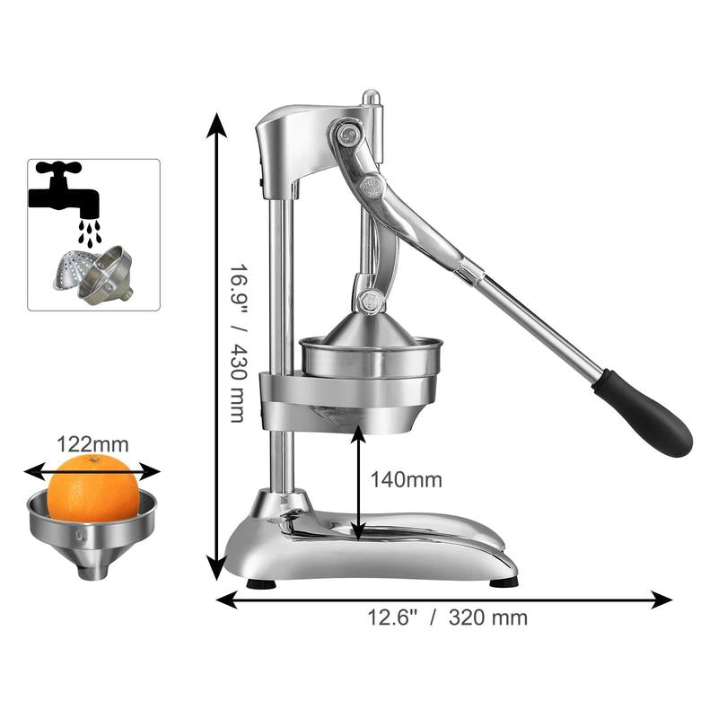 VEVOR Citrus Juice Press, Hand Press Orange Juicer Press, Commercial Grade Manual Citrus Juicer Lemon Squeezer, Easy-To-Clean Fruit Press Juicer for Lemon Pomegranate Orange Juice