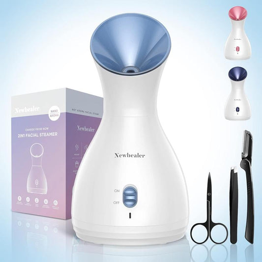 Nano Mist Facial Steamer, Portable Spa Face Humidifier, Hot Face Vaporizer for Deep Hydration and Moisturization, Home Sauna Spa with Eyebrow Set, Christmas Gifts for Girls
