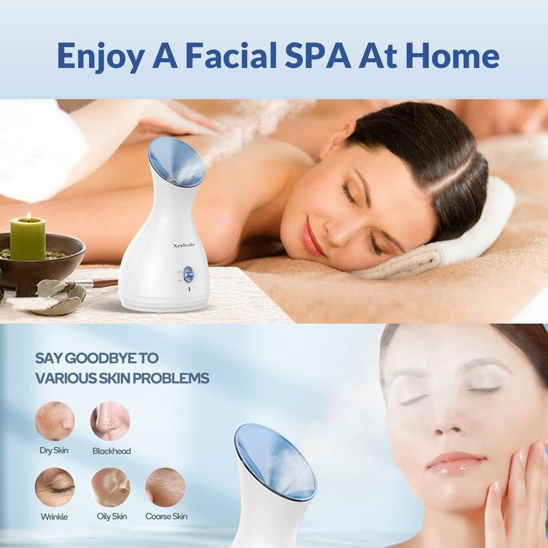 Nano Mist Facial Steamer, Portable Spa Face Humidifier, Hot Face Vaporizer for Deep Hydration and Moisturization, Home Sauna Spa with Eyebrow Set, Christmas Gifts for Girls