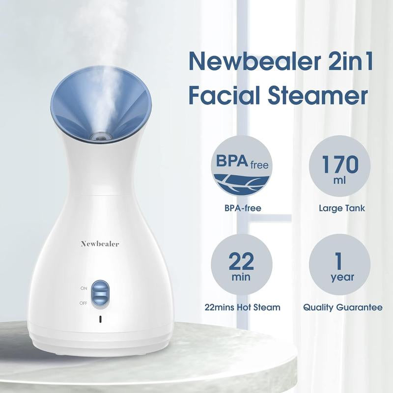 Nano Mist Facial Steamer, Portable Spa Face Humidifier, Hot Face Vaporizer for Deep Hydration and Moisturization, Home Sauna Spa with Eyebrow Set, Christmas Gifts for Girls