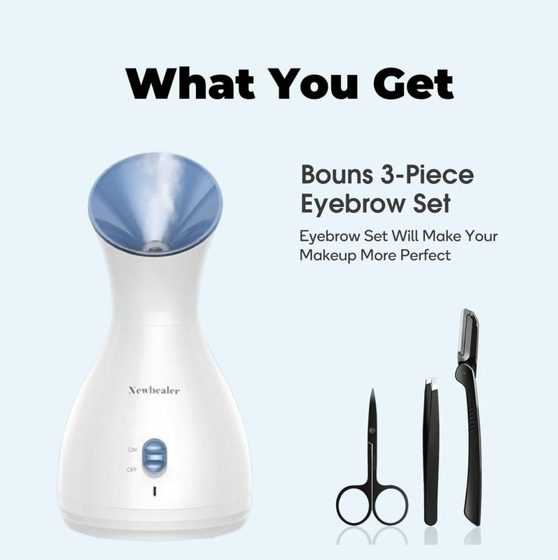 Nano Mist Facial Steamer, Portable Spa Face Humidifier, Hot Face Vaporizer for Deep Hydration and Moisturization, Home Sauna Spa with Eyebrow Set, Christmas Gifts for Girls