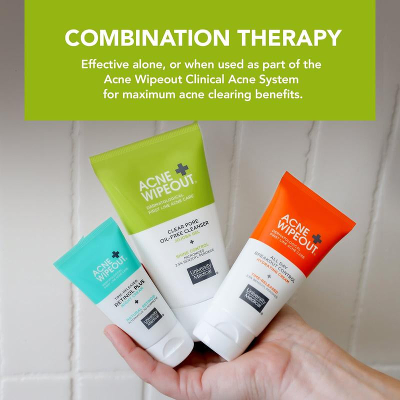 Acne Wipeout Clinical Acne System - Skincare Treatment for Gentle Skin Repair Acne Removal Three-Step Acne Acne Treatment Benzoyl Peroxide