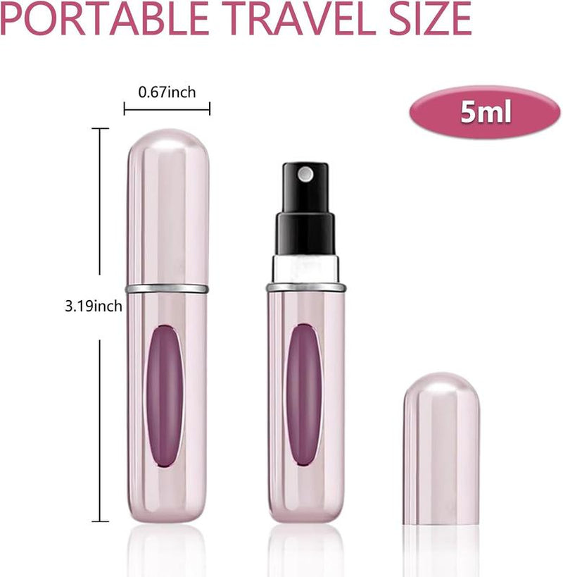 Compact Refillable Perfume Atomizer Bottle for Travel - Mini Portable Perfume Dispenser in Aluminium Container Pack Organizer Tin Canister 5Ml Free Fast Shipping