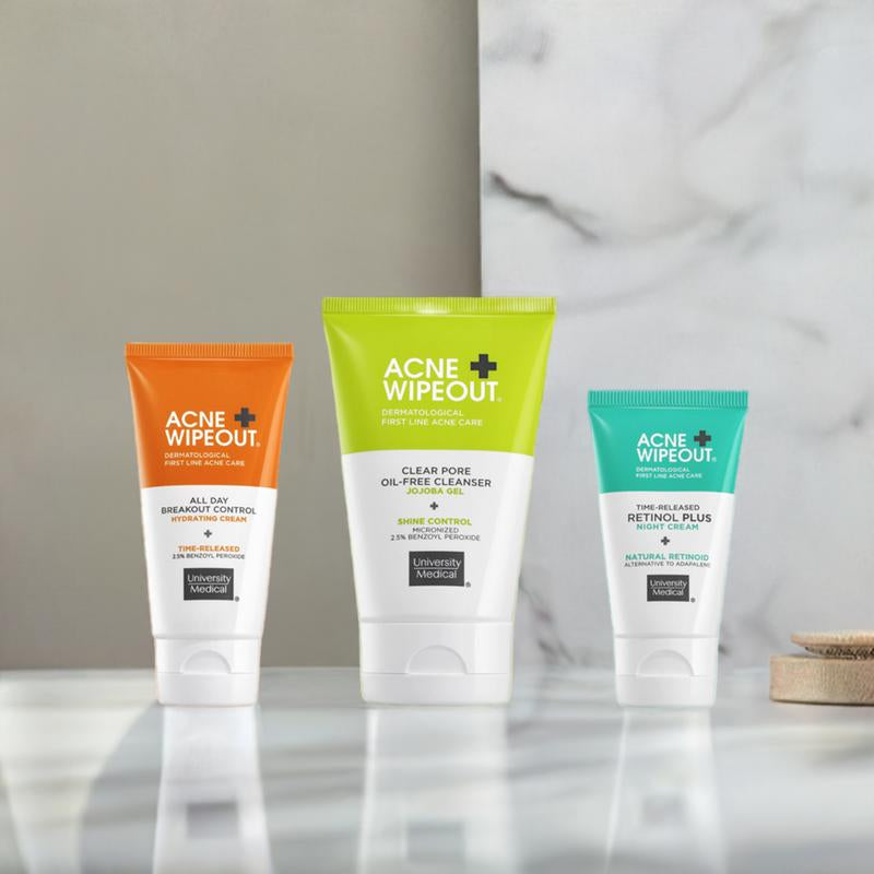 Acne Wipeout Clinical Acne System - Skincare Treatment for Gentle Skin Repair Acne Removal Three-Step Acne Acne Treatment Benzoyl Peroxide