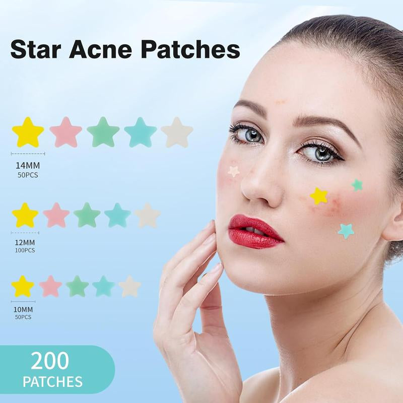Acne Patch Pimple Patch, 200Pcs/Box Star Pattern Blemish Patches, Lightweight Acne Absorbing Cover Patch, Hydrocolloid Facial Acne Patches for Face Zit Patch Acne Dots, Acne Clearing Products