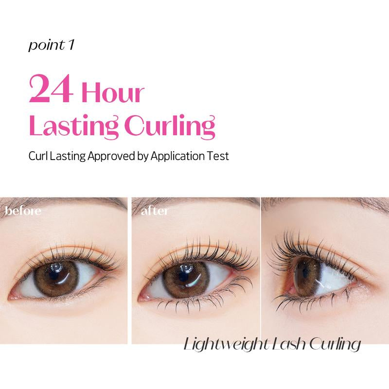 ETUDE Curl Fix Mascara & Curler Set #02 BROWN I Volumizing, Lengthening, Waterproof Lash Mascara for Dramatic Curl, Smudge-Resistant, Lightweight, Vegan Formula, 0.25 Fl Oz
