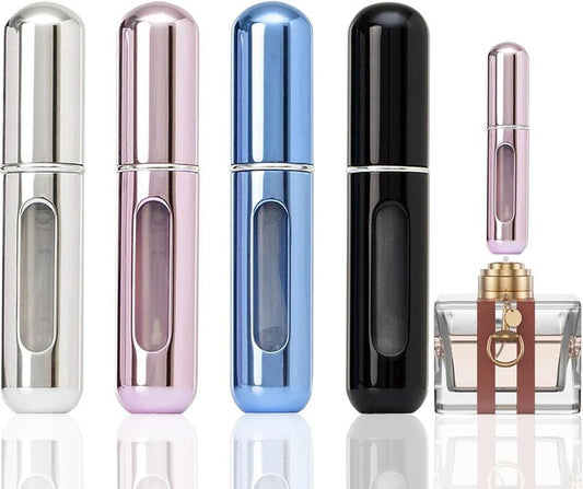Compact Refillable Perfume Atomizer Bottle for Travel - Mini Portable Perfume Dispenser in Aluminium Container Pack Organizer Tin Canister 5Ml Free Fast Shipping