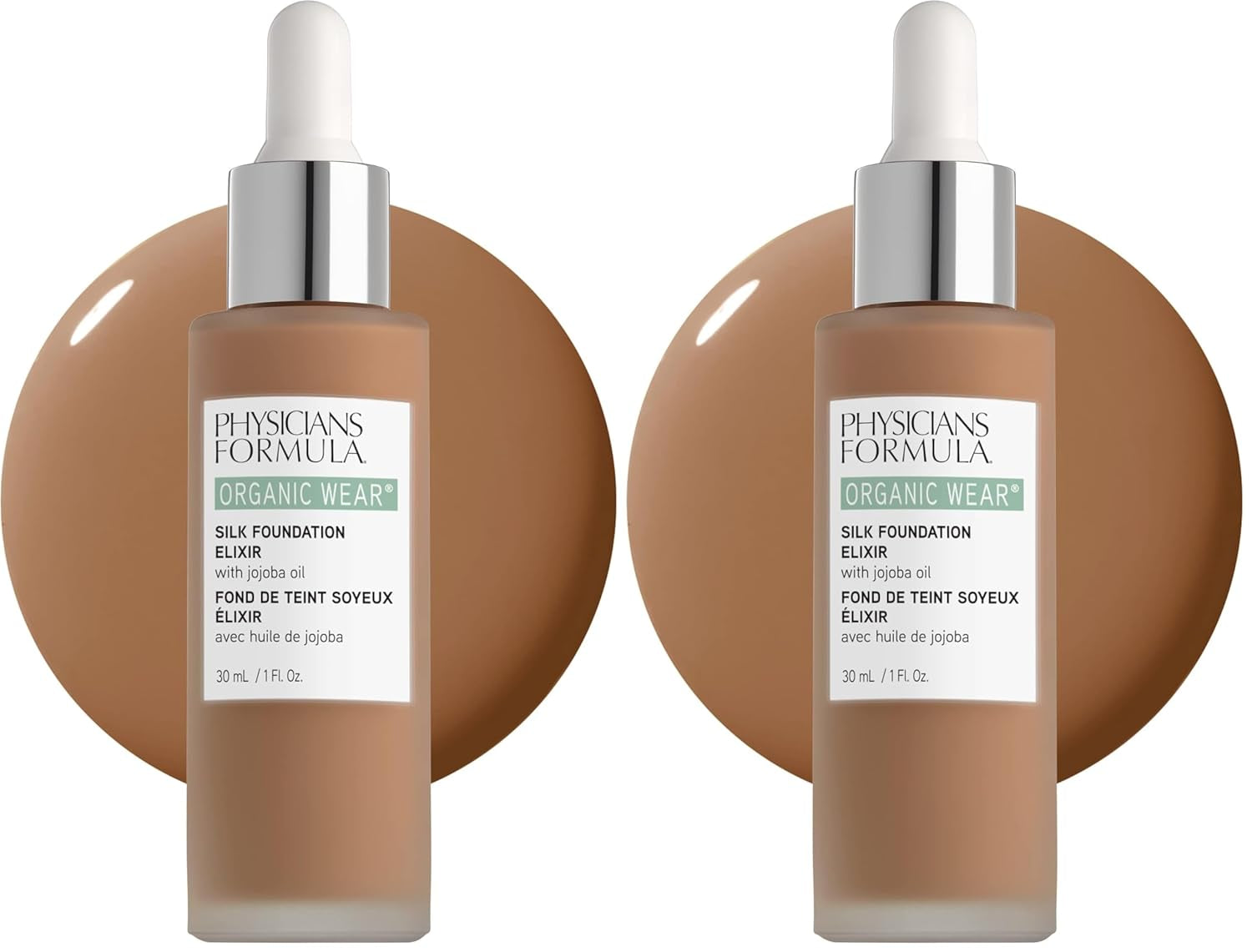 Organic Wear Natural Full Coverage Silk Liquid Foundation Elixir Tan-To-Deep (Pack of 2)