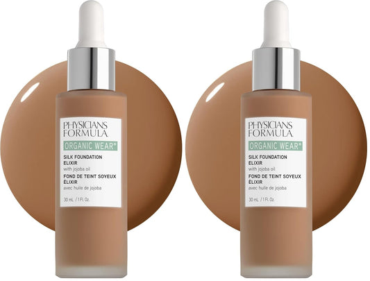Organic Wear Natural Full Coverage Silk Liquid Foundation Elixir Tan-To-Deep (Pack of 2)