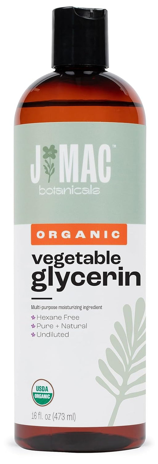 , Organic Vegetable Glycerin Oil (16Oz Bottle) Moisturizing and Softening, 100% Pure Natural Liquid Organic Glycerine for Crafts, Skin, Face, Hair