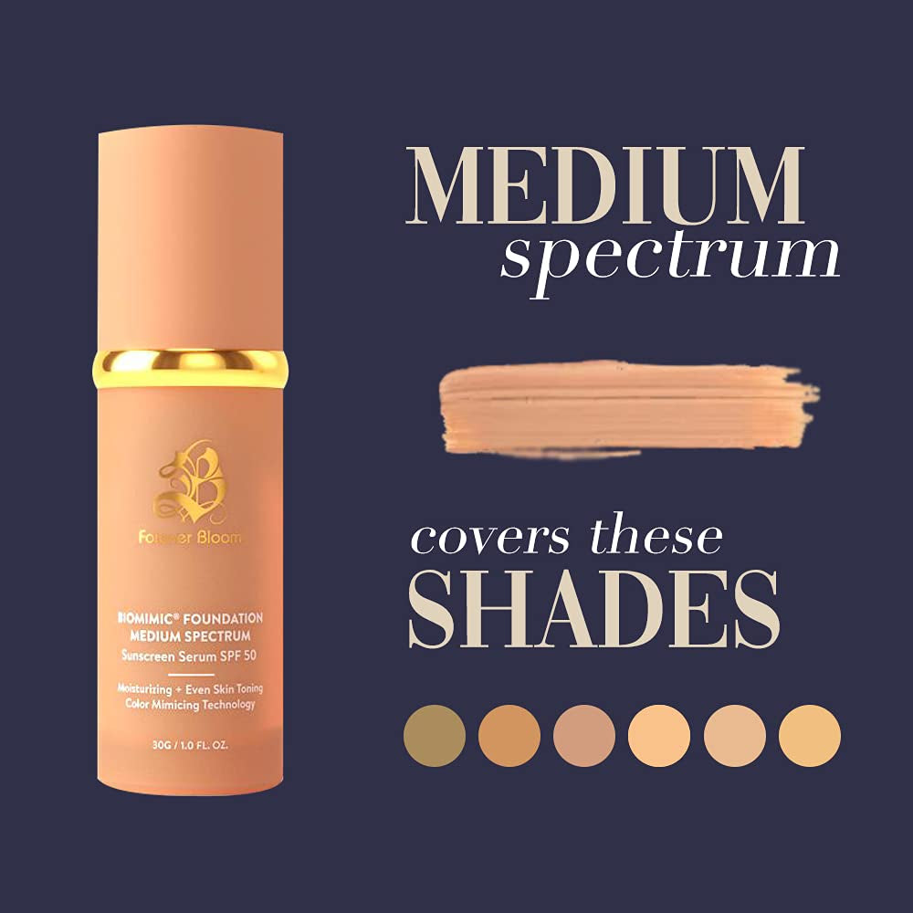 Bio Mimic Foundation Medium Spectrum by ; Protecting from Sun with SPF50; for Gym, Sports, Dancing