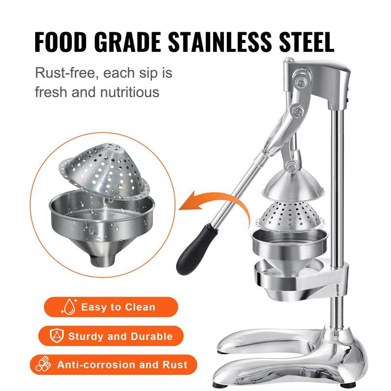 VEVOR Citrus Juice Press, Hand Press Orange Juicer Press, Commercial Grade Manual Citrus Juicer Lemon Squeezer, Easy-To-Clean Fruit Press Juicer for Lemon Pomegranate Orange Juice