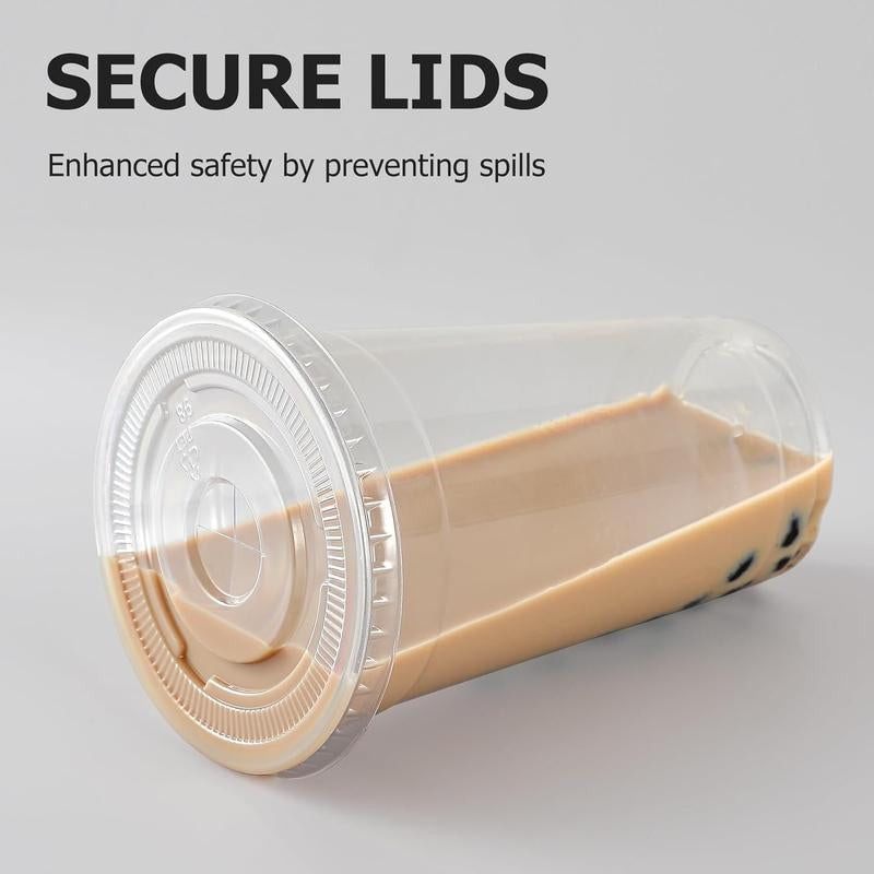 [100 Sets] 16 Oz Clear Plastic Cups with Lids and Straws, Disposable Cups with Lids for Iced Coffee, Smoothie, Milkshake and Cold Drinks