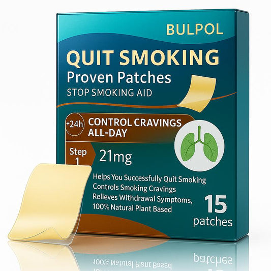 Buy One, Get One Free, BULPOL Patches | 30 Nicotine Patches - 24-Hour Slow Release - Control Daily Cravings + Support Mental Clarity (Vegan, Easy to Use) 1-Month Kit Herbal Medicine Health Care