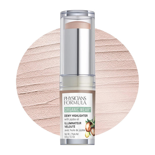 Organic Wear All Natural Dewy Highlighter Stick Makeup, Stick Cream to Powder, Dew Frost, Dermatologist Tested