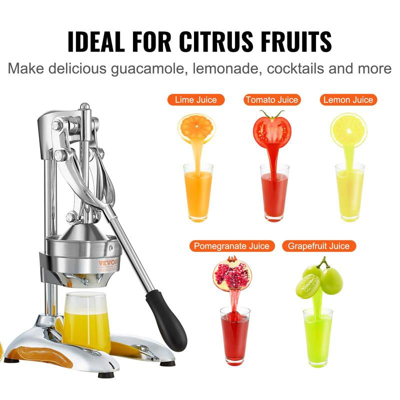 VEVOR Citrus Juice Press, Hand Press Orange Juicer Press, Commercial Grade Manual Citrus Juicer Lemon Squeezer, Easy-To-Clean Fruit Press Juicer for Lemon Pomegranate Orange Juice