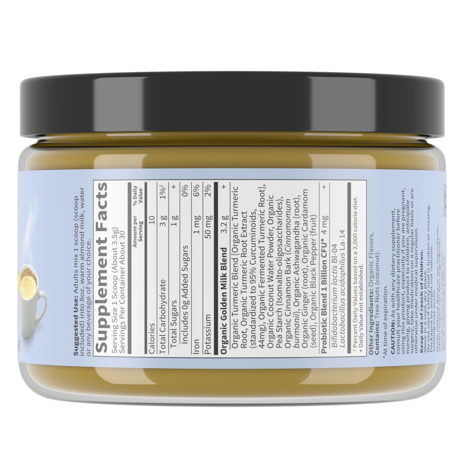 Organics Golden Milk Recovery & Nourishment Powder - 44Mg Turmeric Curcumin (95% Curcuminoids), Ashwagandha - Organic Non-Gmo Vegan & Gluten Free Herbal Supplements, 30 Servings